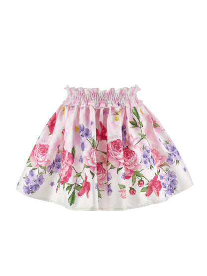 Monnalisa Floral Jersey & Party Skirt Set