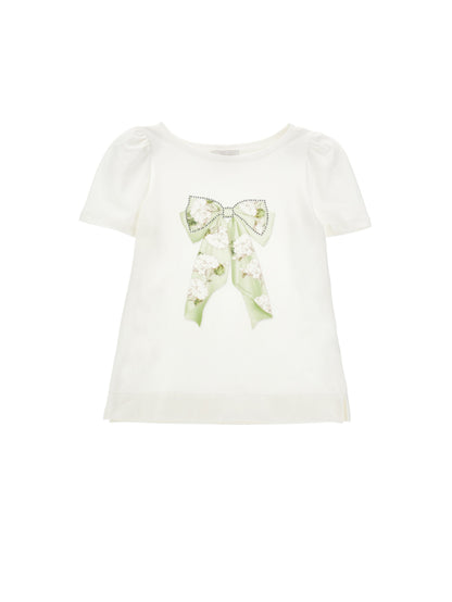 Monnalisa Fancy Flower Bow T-shirt