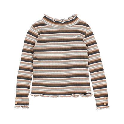 Buho Girl's LS Striped Mocked Neck Top