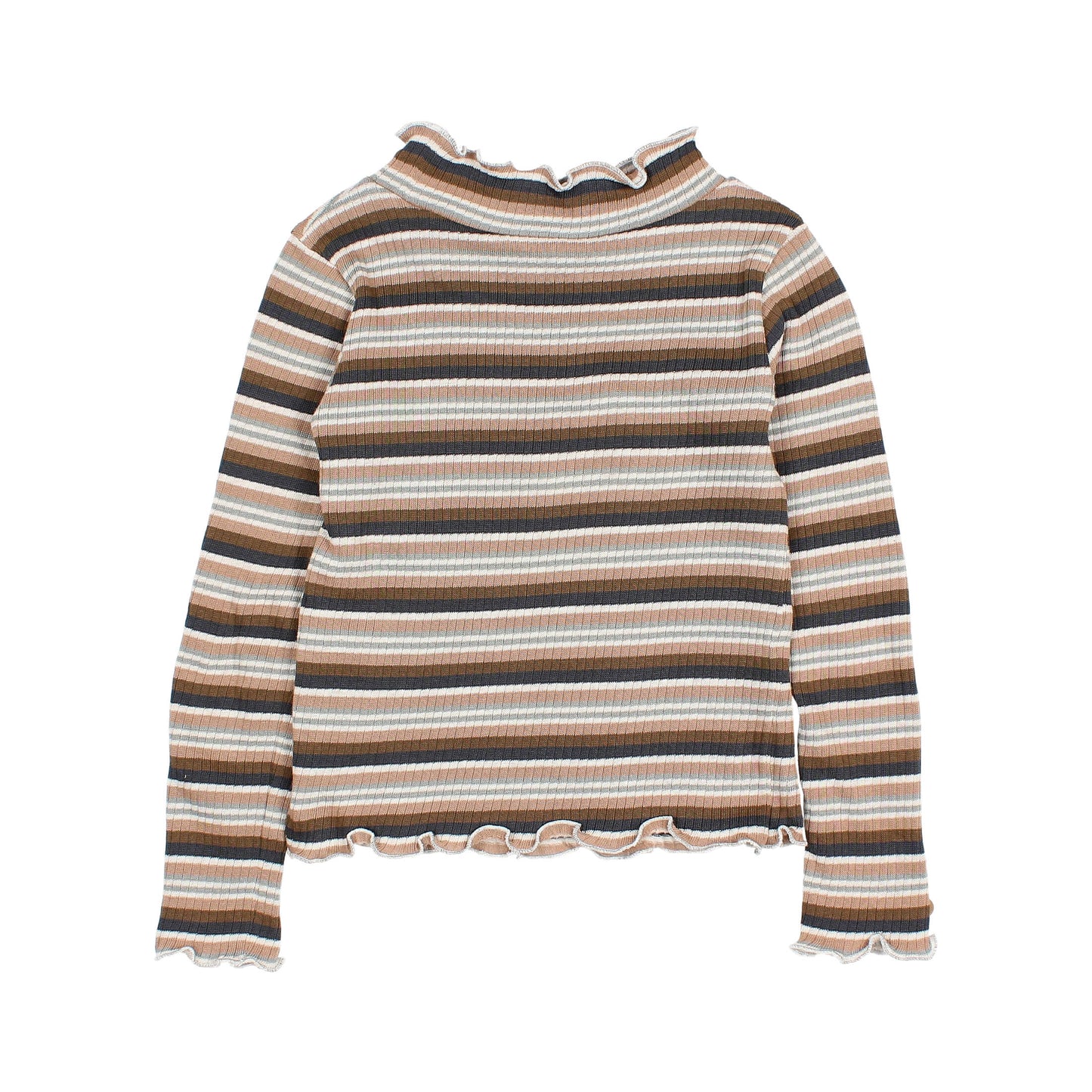 Buho Girl's LS Striped Mocked Neck Top