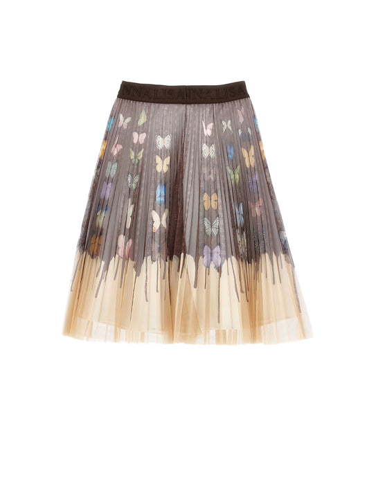 Monnalisa Pleated Tulle Butterfly Skirt
