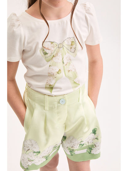 Monnalisa Fancy Flower Bow T-shirt
