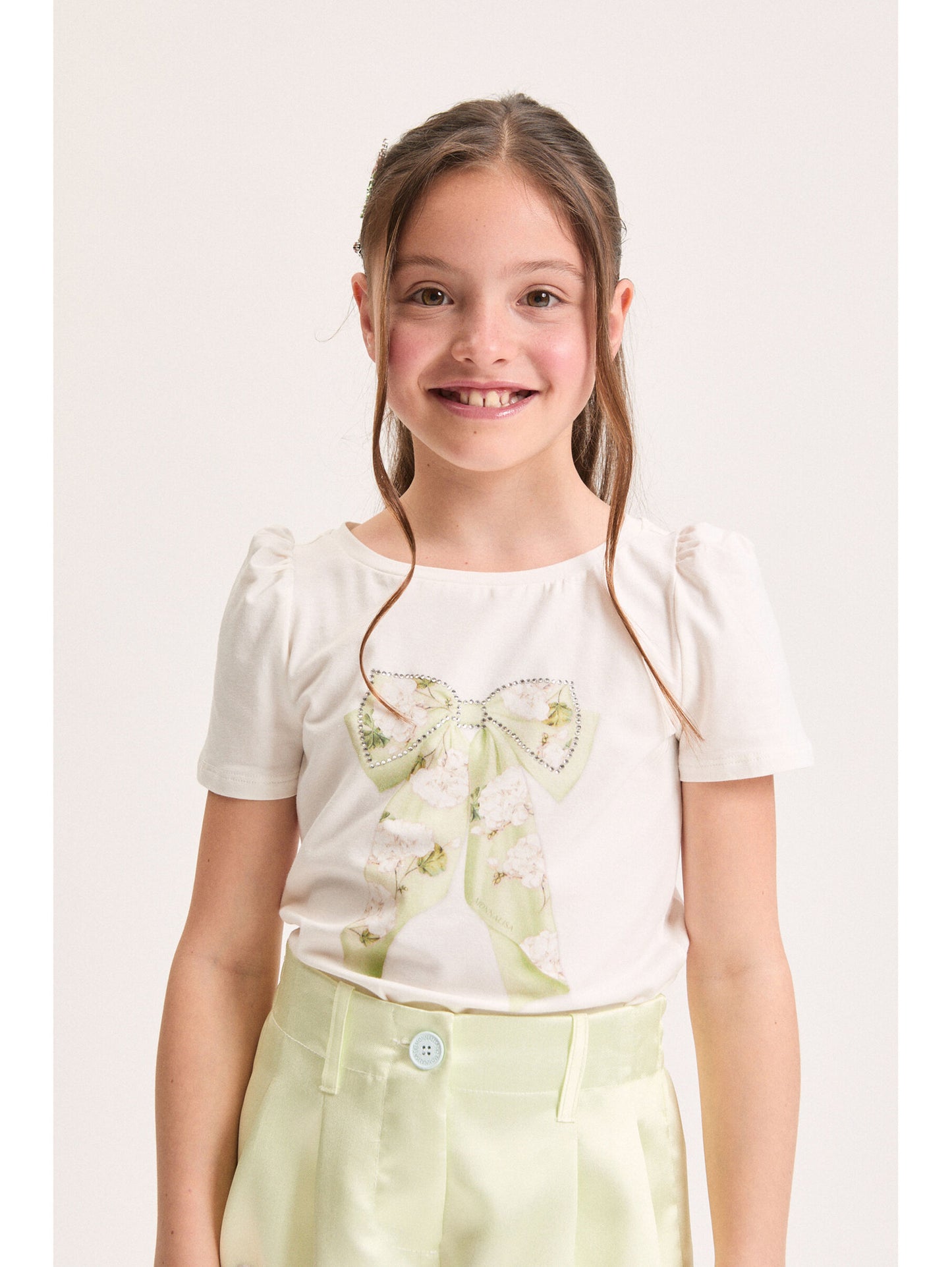 Monnalisa Fancy Flower Bow T-shirt