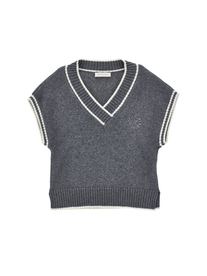 Monnalisa Knit Logo V-Neck Sweater