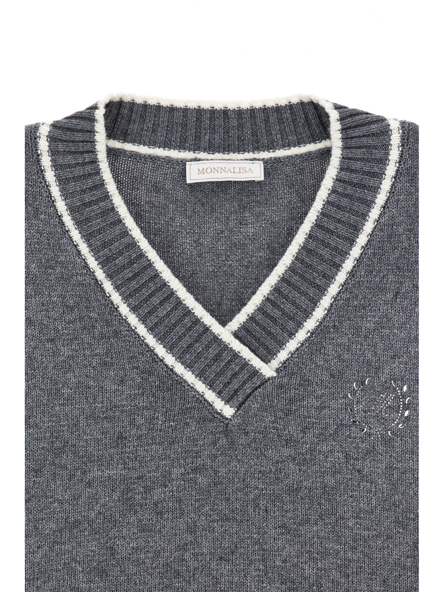Monnalisa Knit Logo V-Neck Sweater