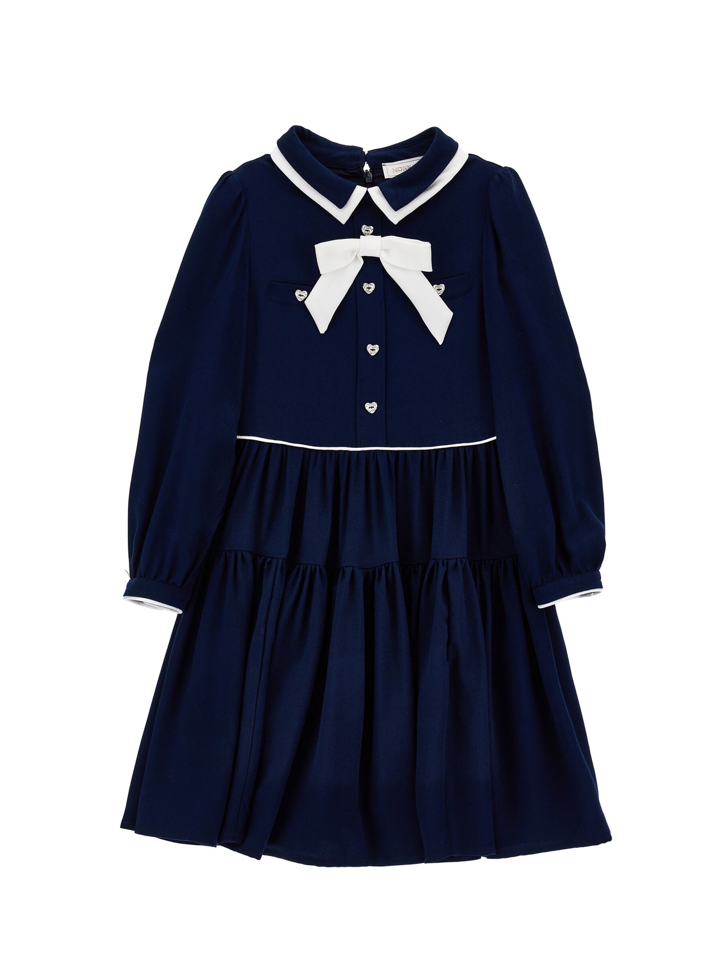 Monnalisa LS Twill Dress w/Bow Detail