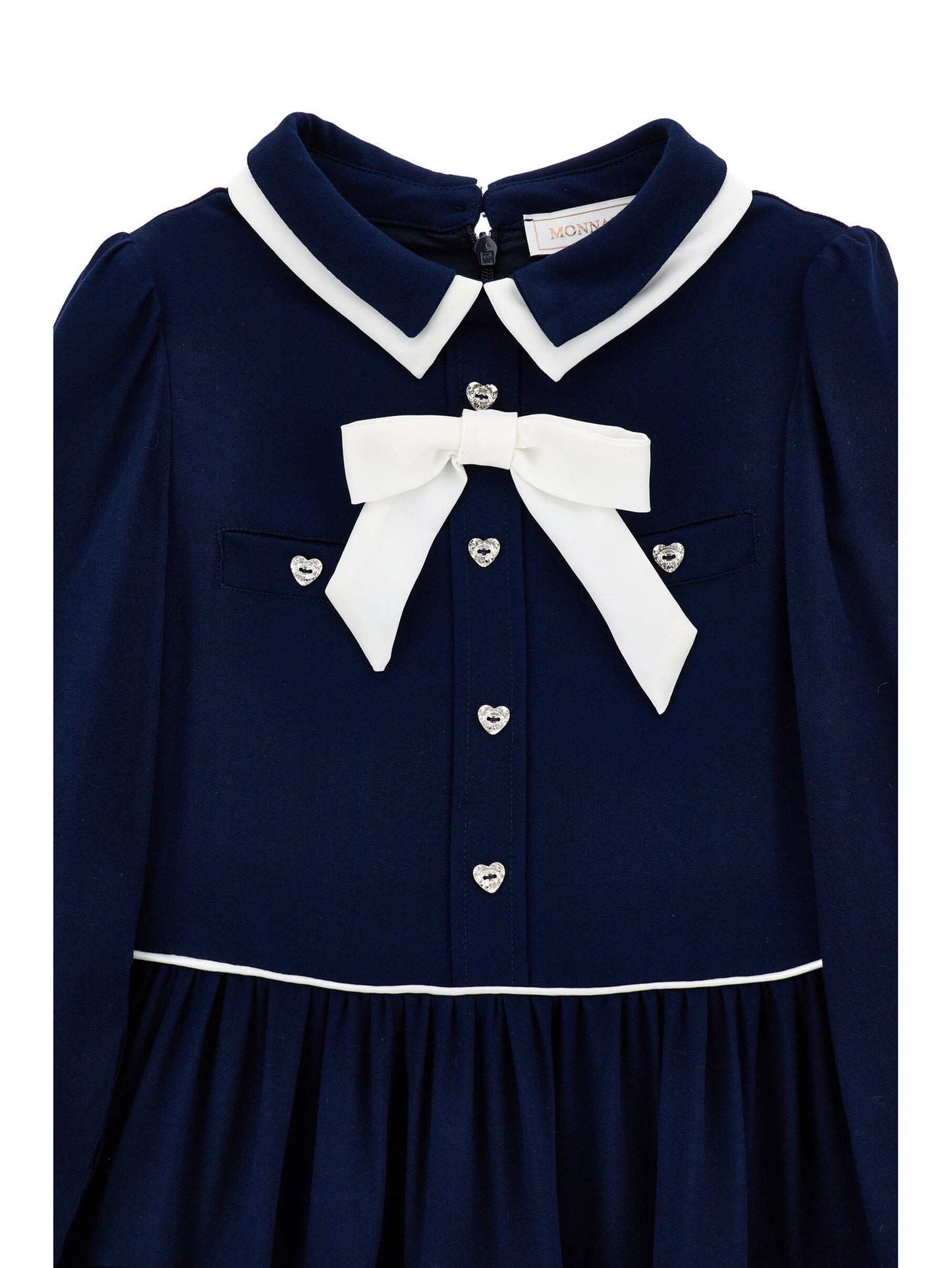 Monnalisa LS Twill Dress w/Bow Detail