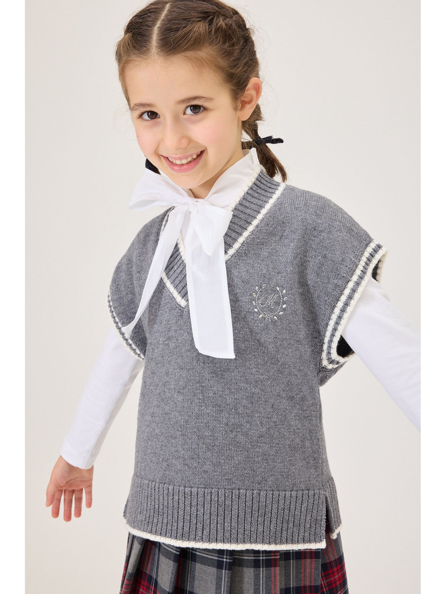 Monnalisa Knit Logo V-Neck Sweater