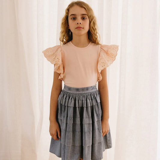 Petite Amalie Chambray Pleated Skirt