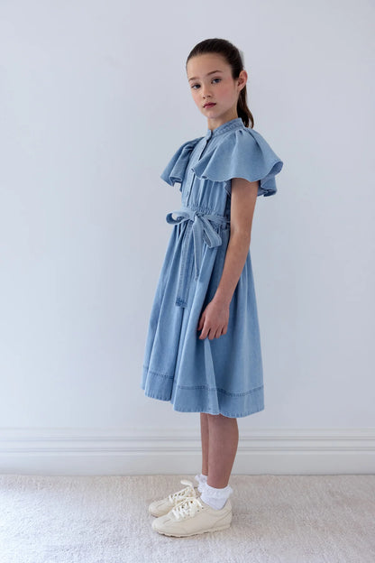 Steph Garden Chambray Flutter Sleeve Shirt Dress TuesdaysChild.com Steph Garden Chambray Flutter Sleeve Shirt Dress TuesdaysChild.com