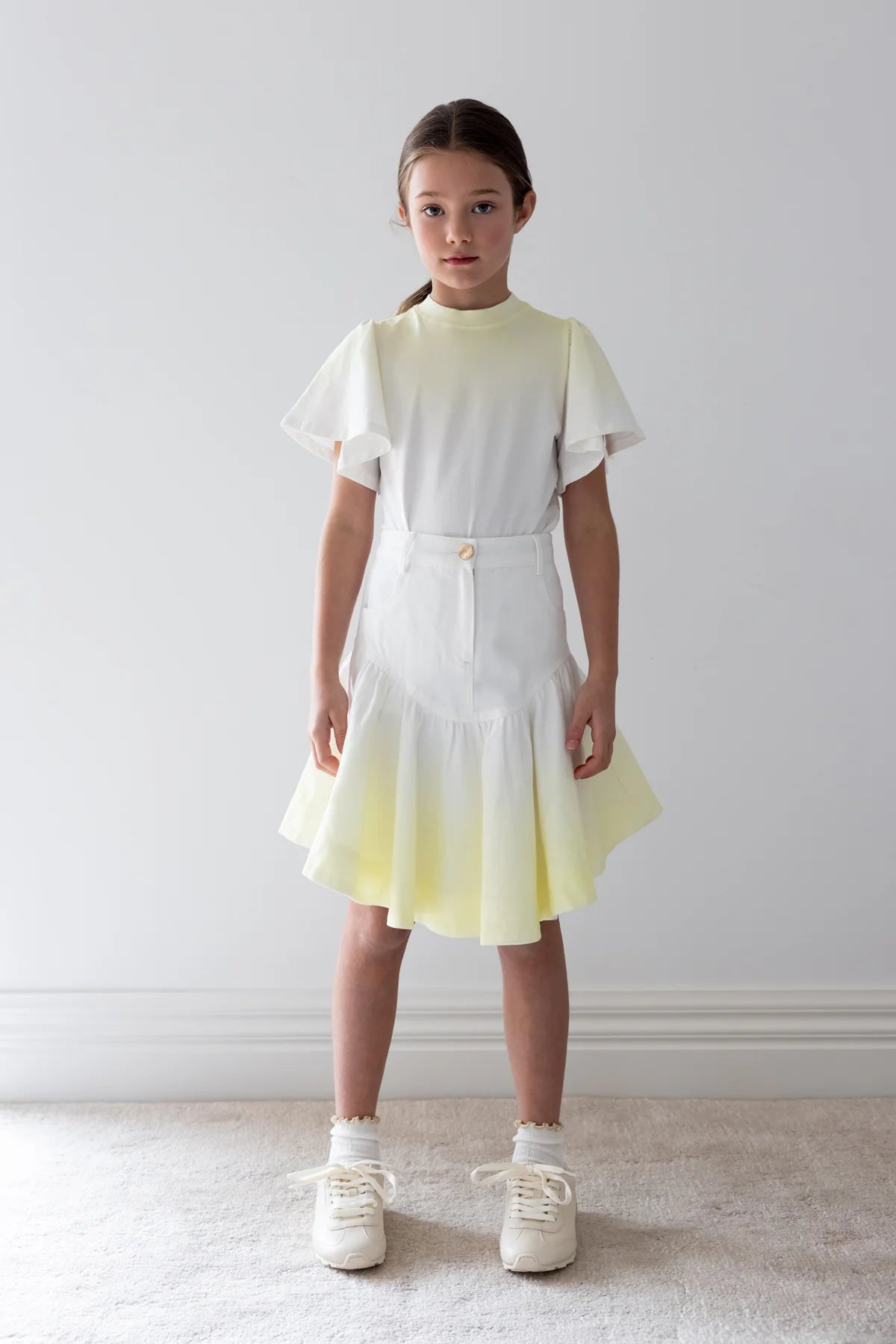 Steph Fluted Hem Denim Skirt