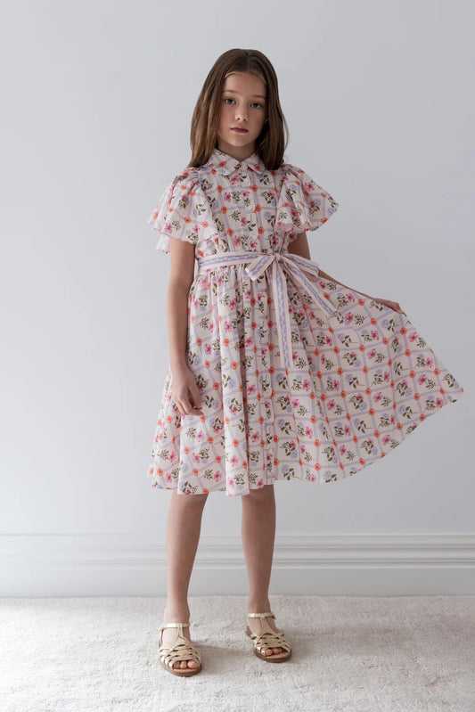 Steph Flower Grid Shirt Dress