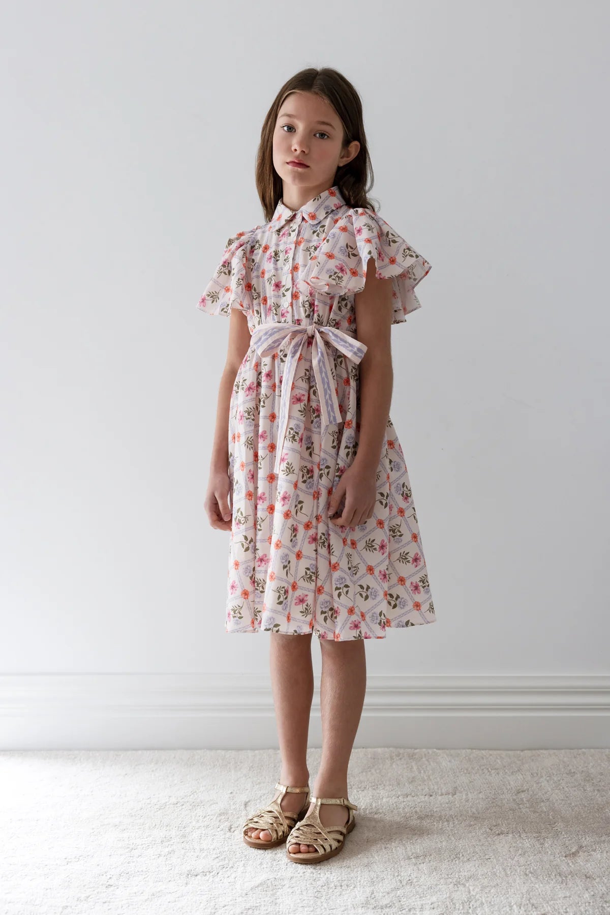 Steph Flower Grid Shirt Dress