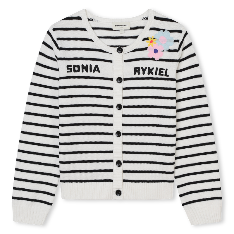 Sonia Rykiel Striped Cardigan w/ Logo Embroidery
