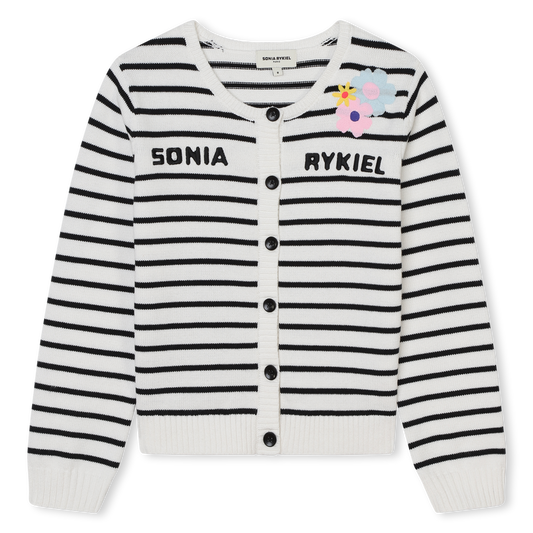 Sonia Rykiel Striped Cardigan w/ Logo Embroidery