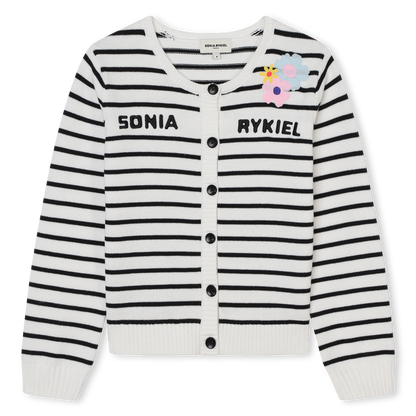 Sonia Rykiel Striped Cardigan w/ Logo Embroidery