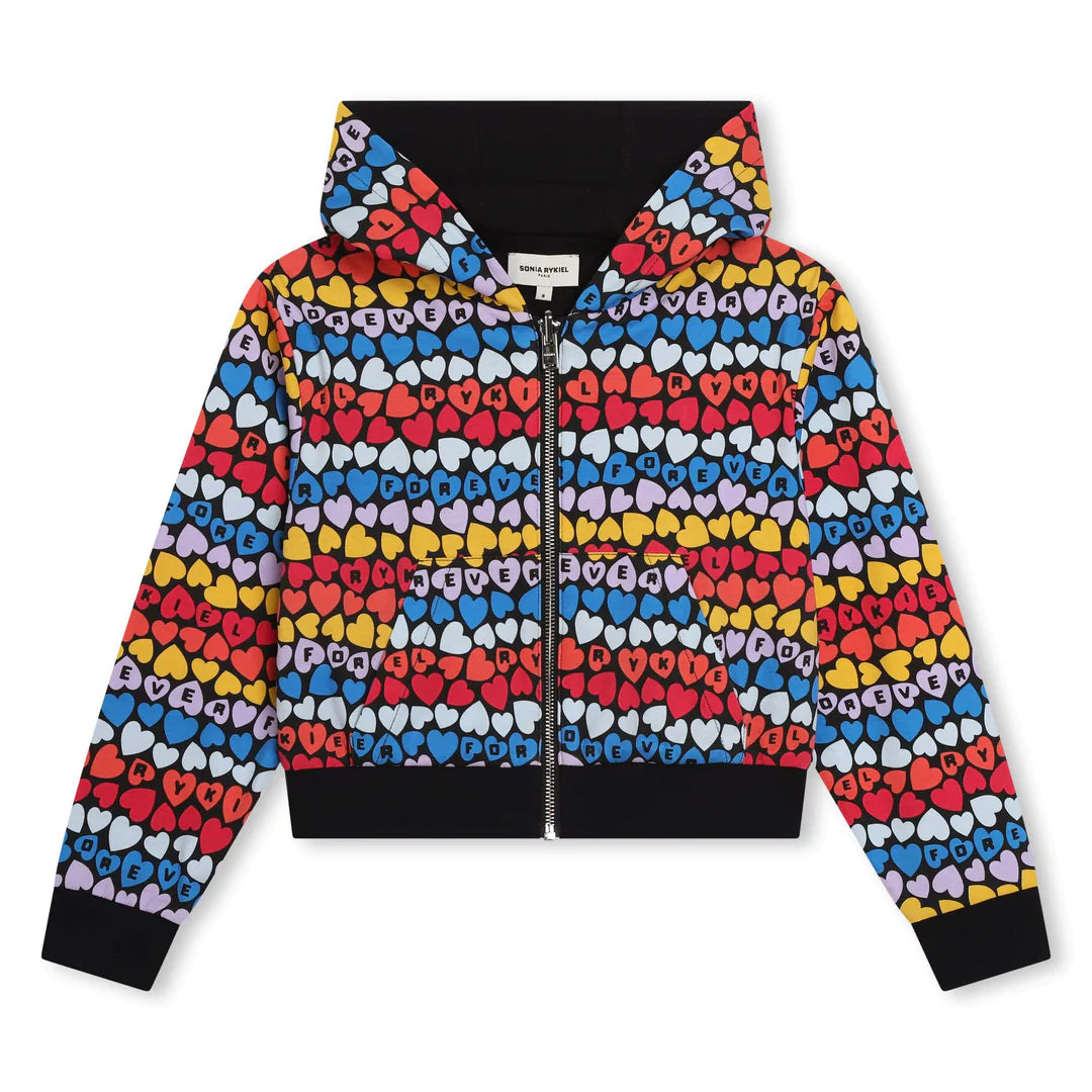 Sonia Rykiel Hearts Print Zip Up Hoodie