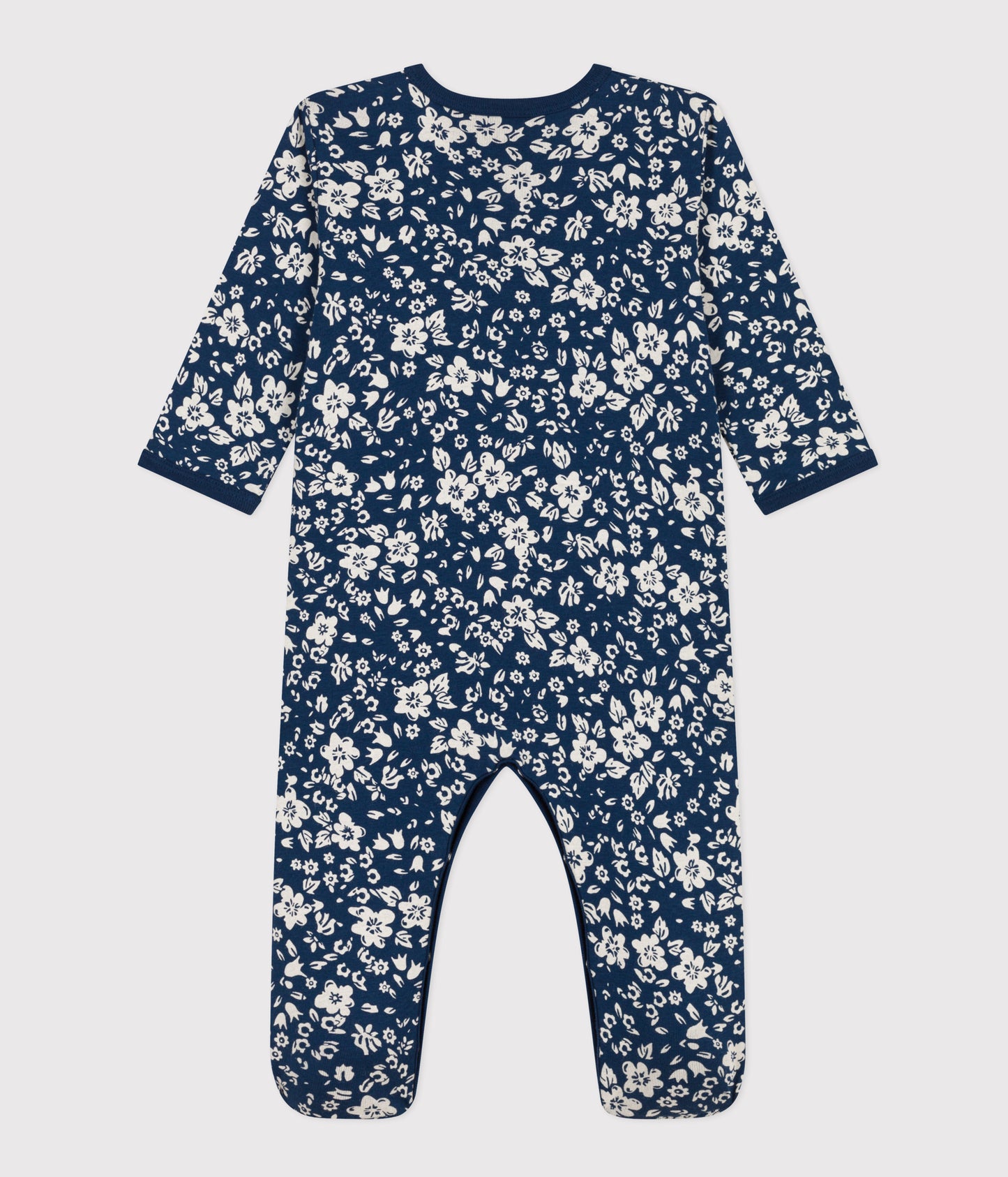 Petit Bateau Baby Girl  Front Snap Flower Blossom Footie