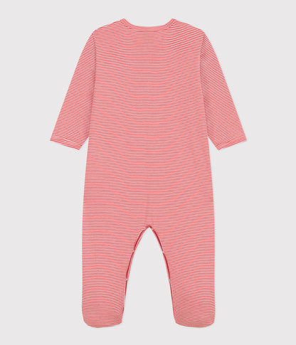 Petit Bateau Baby Girl Front Snap Striped Footie