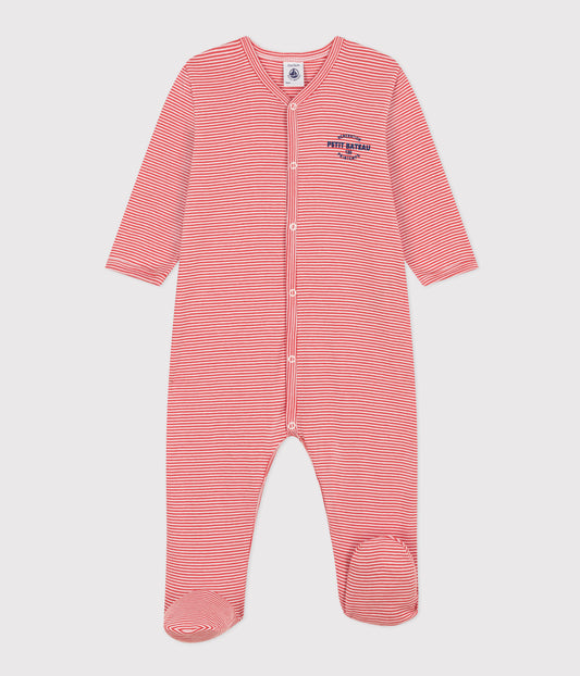 Petit Bateau Baby Girl Front Snap Striped Footie