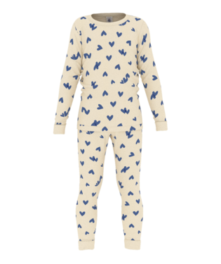 Petit Bateau Girl's LS Heart Print Loungewear Set