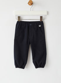 Il Gufo Black Baby Boys Front Pocket Pants w/ Elastic Cuffs