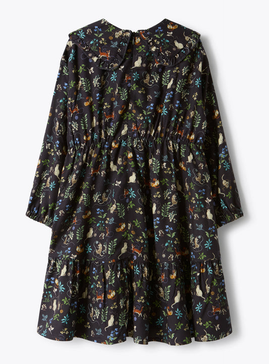 Il Gufo LS Floral Feline Dress