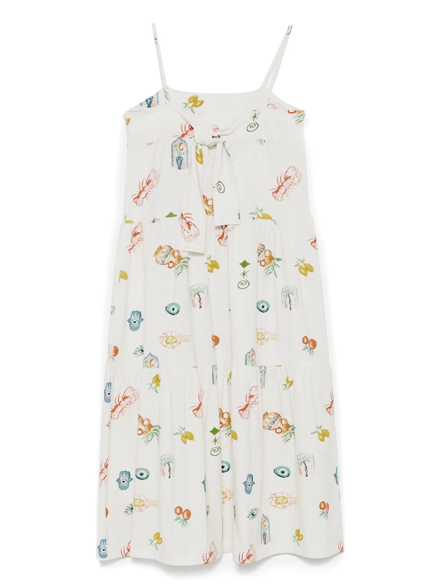 Andorine Sleeveless Mediterranean Print Maxi Dress