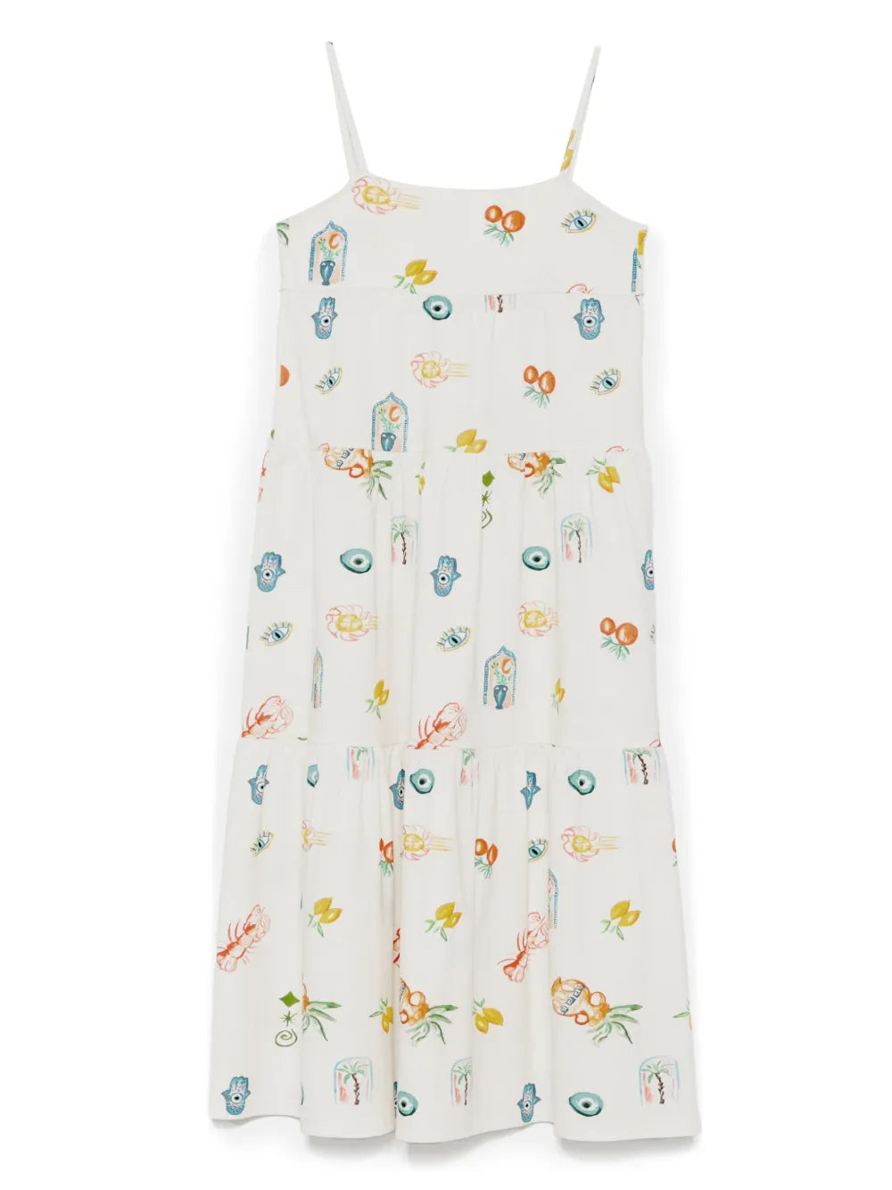 Andorine Sleeveless Mediterranean Print Maxi Dress