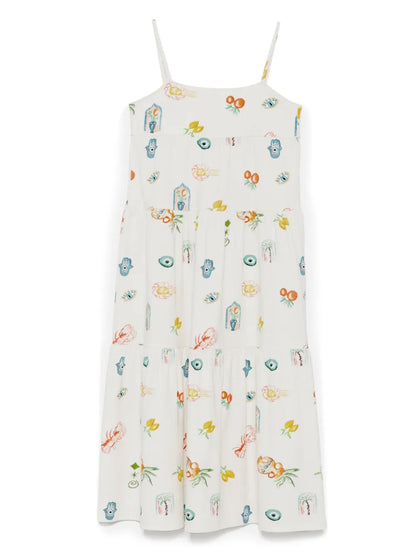 Andorine Sleeveless Mediterranean Print Maxi Dress