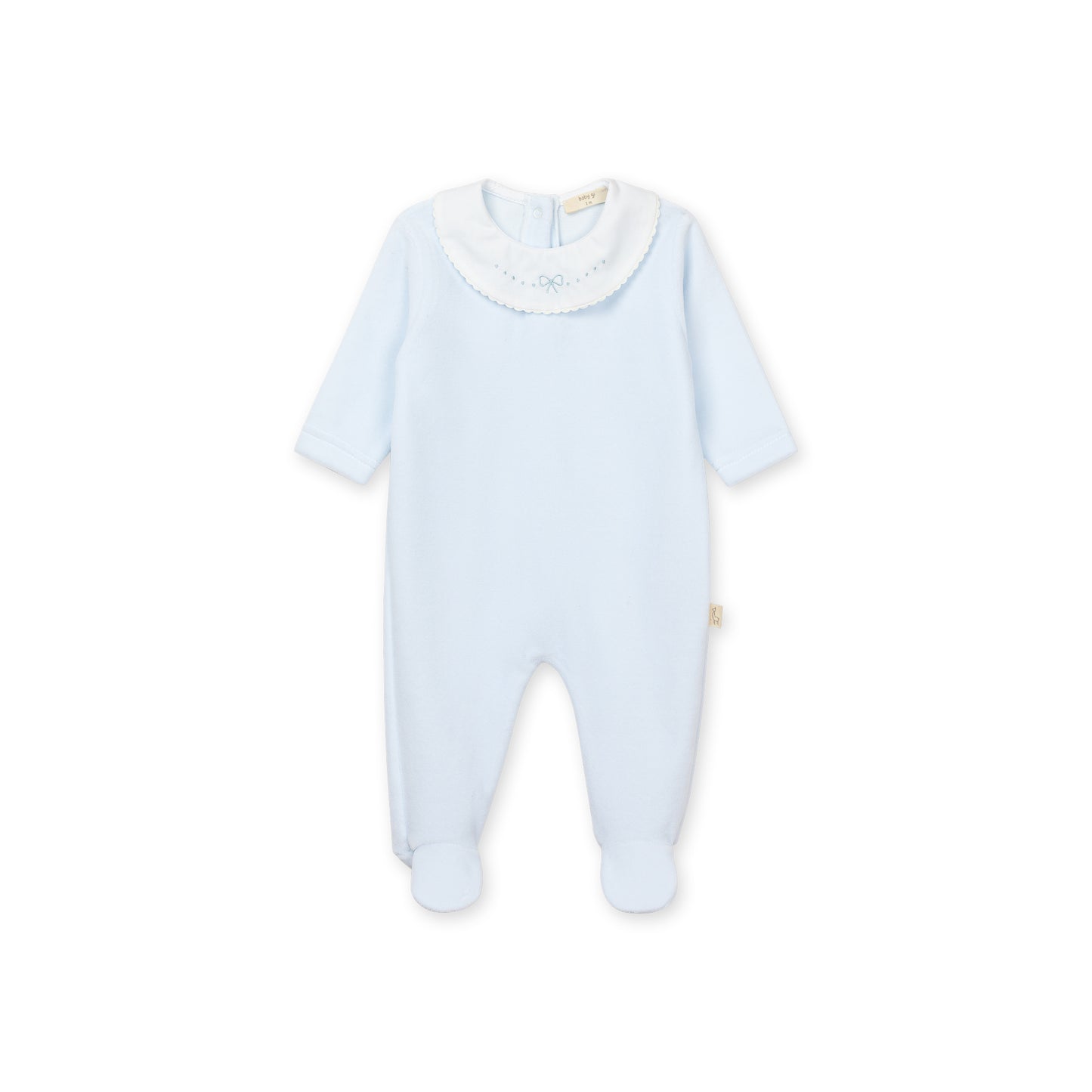 Baby Gi Velour Bow Embro Footie