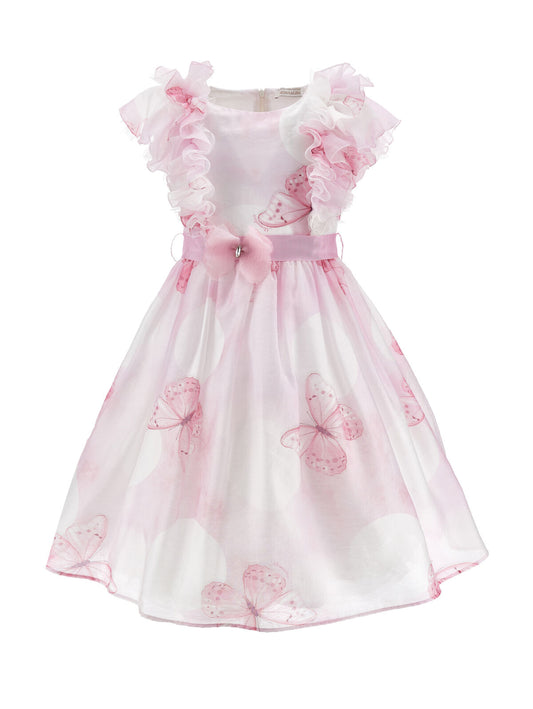 Monnalisa Butterfly Print Princess Dress