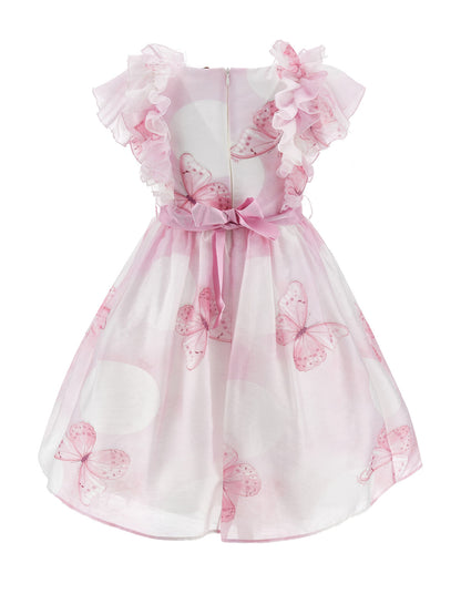Monnalisa Butterfly Print Princess Dress