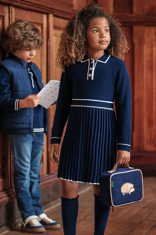 Tartine LS Knit Pleated Polo Dress