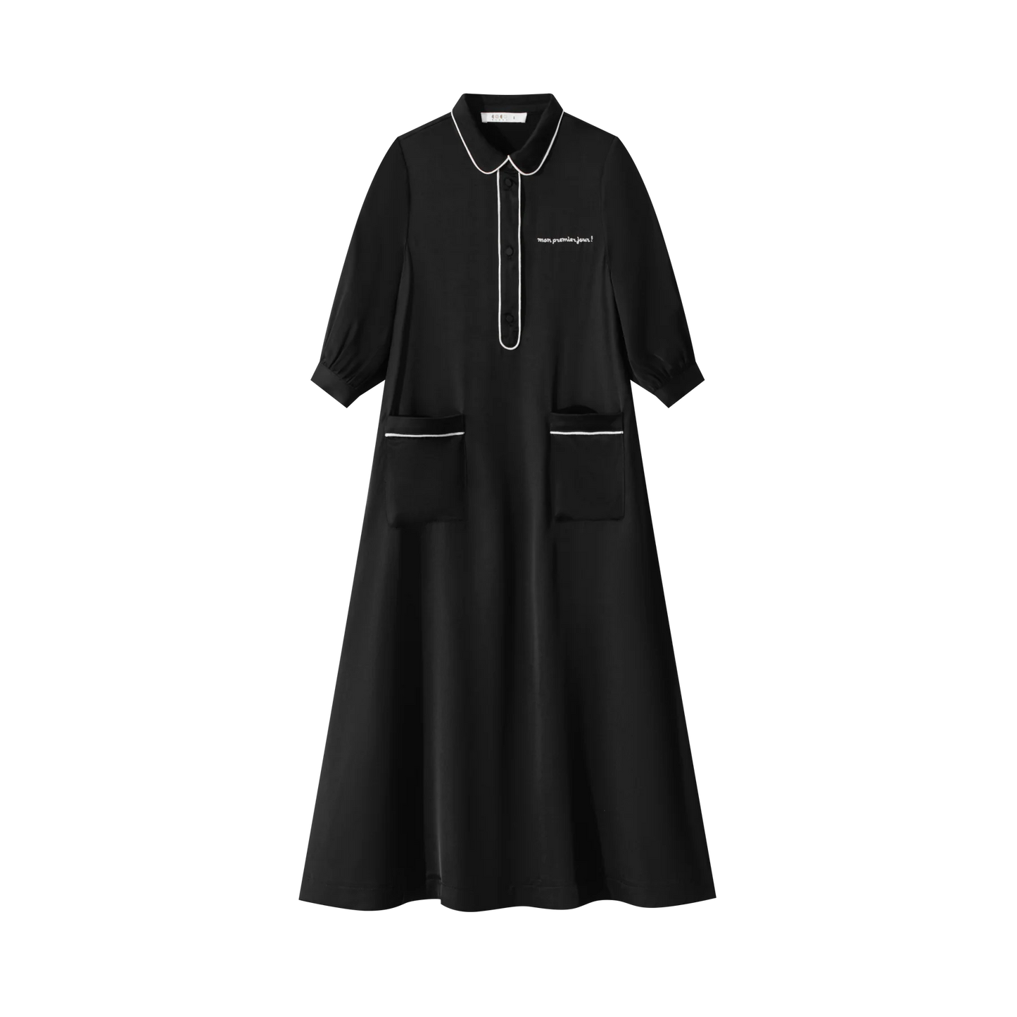 Coco Blanc Silk Shirt Dress Maxi