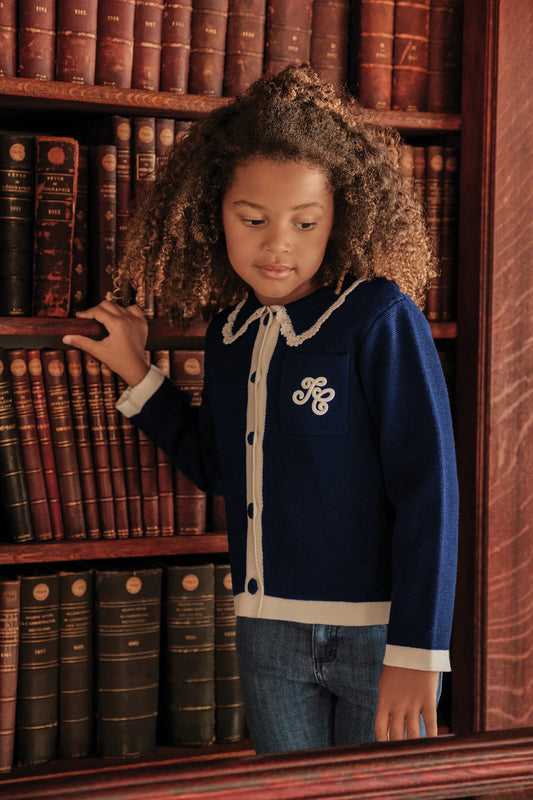 Tartine Embro Collar Logo Cardigan