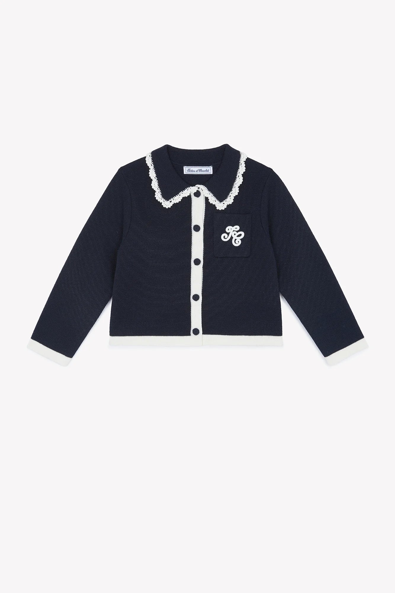 Tartine Embro Collar Logo Cardigan