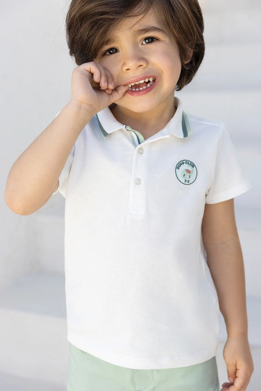 Tartine Boy's Trim Collar Logo Polo Shirt