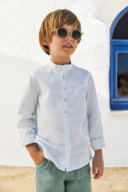 Tartine LS Striped Mandarin Button Up