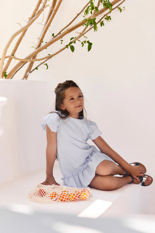 Tartine Flutter Sleeve Striped Dress