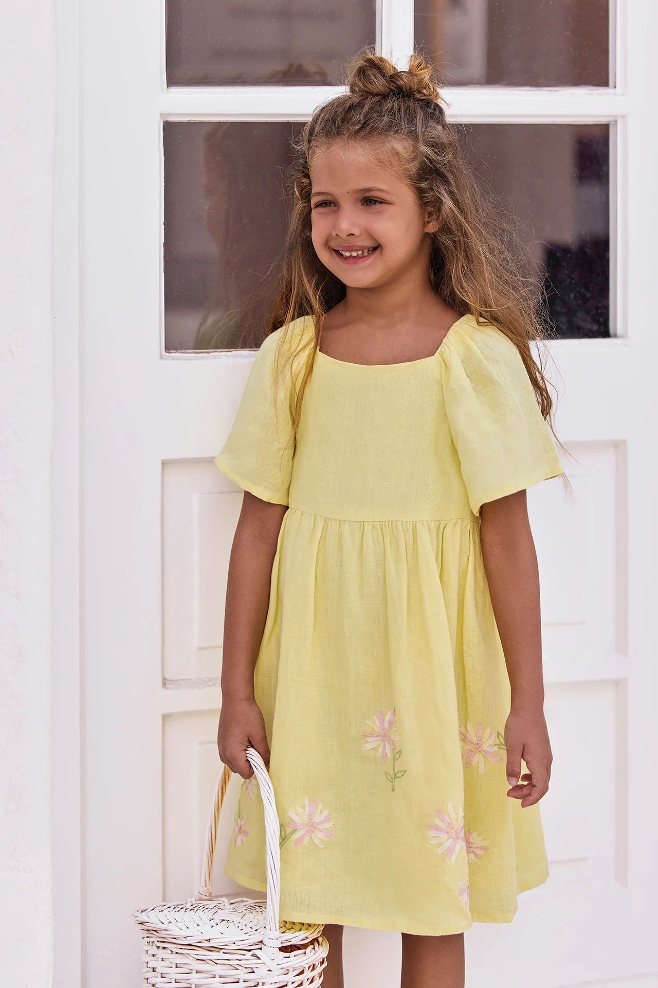 Tartine Sleevless Linen Dress W/ Flower Detail