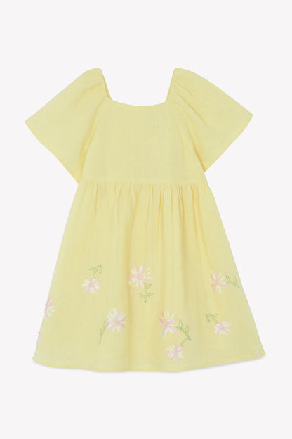 Tartine Sleevless Linen Dress W/ Flower Detail