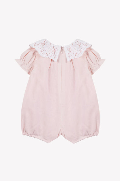 Tartine Embroidered Collar Linen Romper