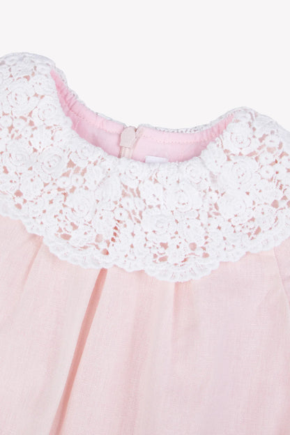 Tartine Embroidered Collar Linen Romper