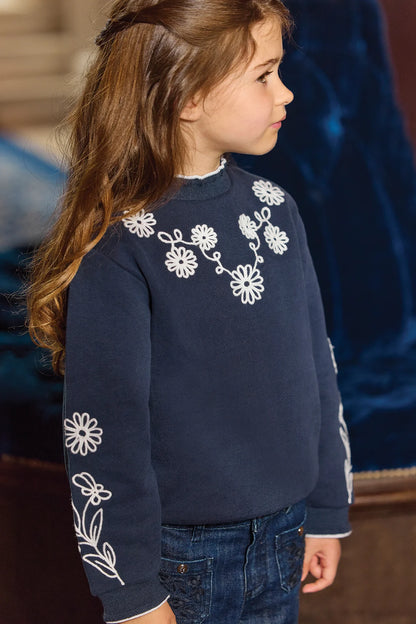 Tartine LS Flower Embroidery Sweatshirt