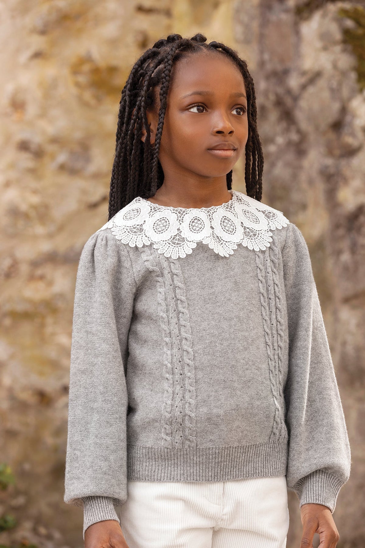 Tartine Lace Collar Pullover Sweater