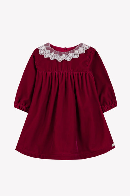 Tartine LS Lace Collar Velvet Dress