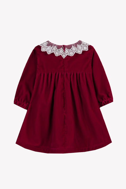 Tartine LS Lace Collar Velvet Dress