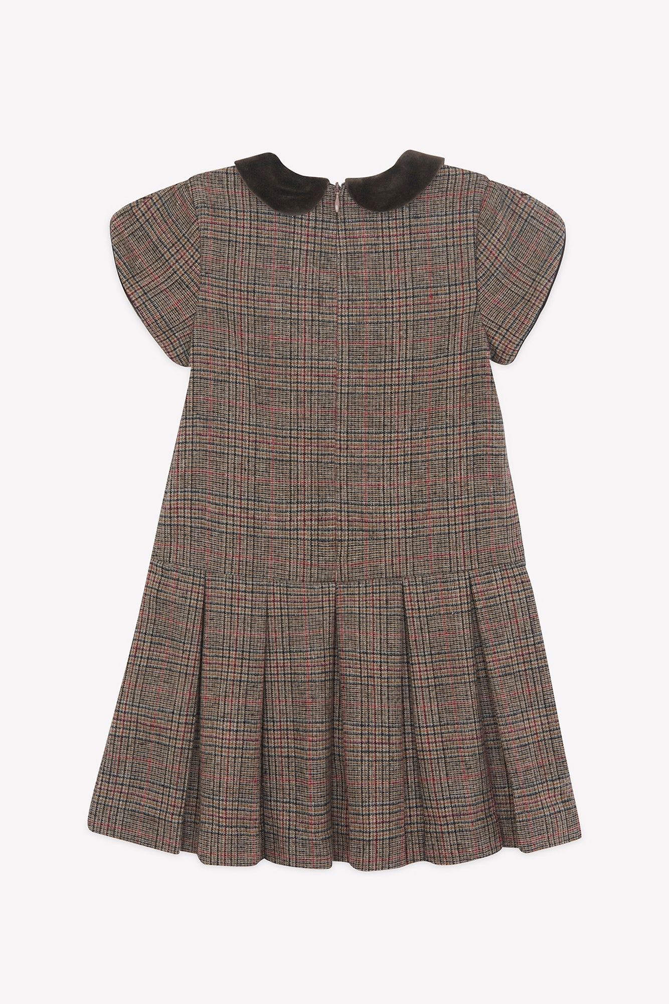 Tartine Velvet Collar Wool Check Dress