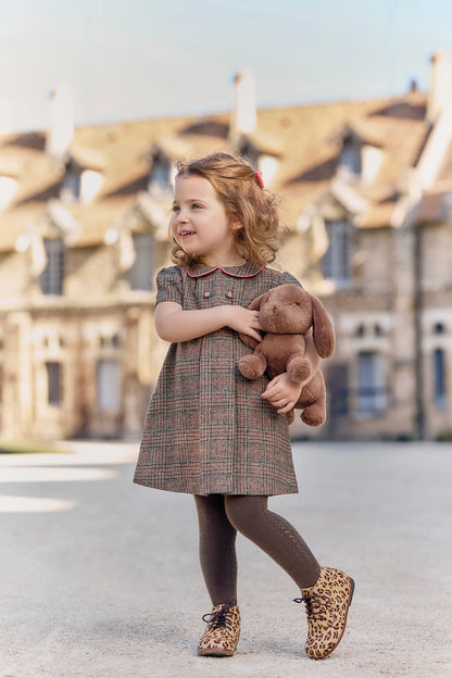 Tartine Button Detail Wool Check Dress